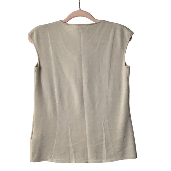 Mayerline Brussels Sweater Vest Women SIze Large 100% Wool Cream Tan FLAW - Picture 7 of 7